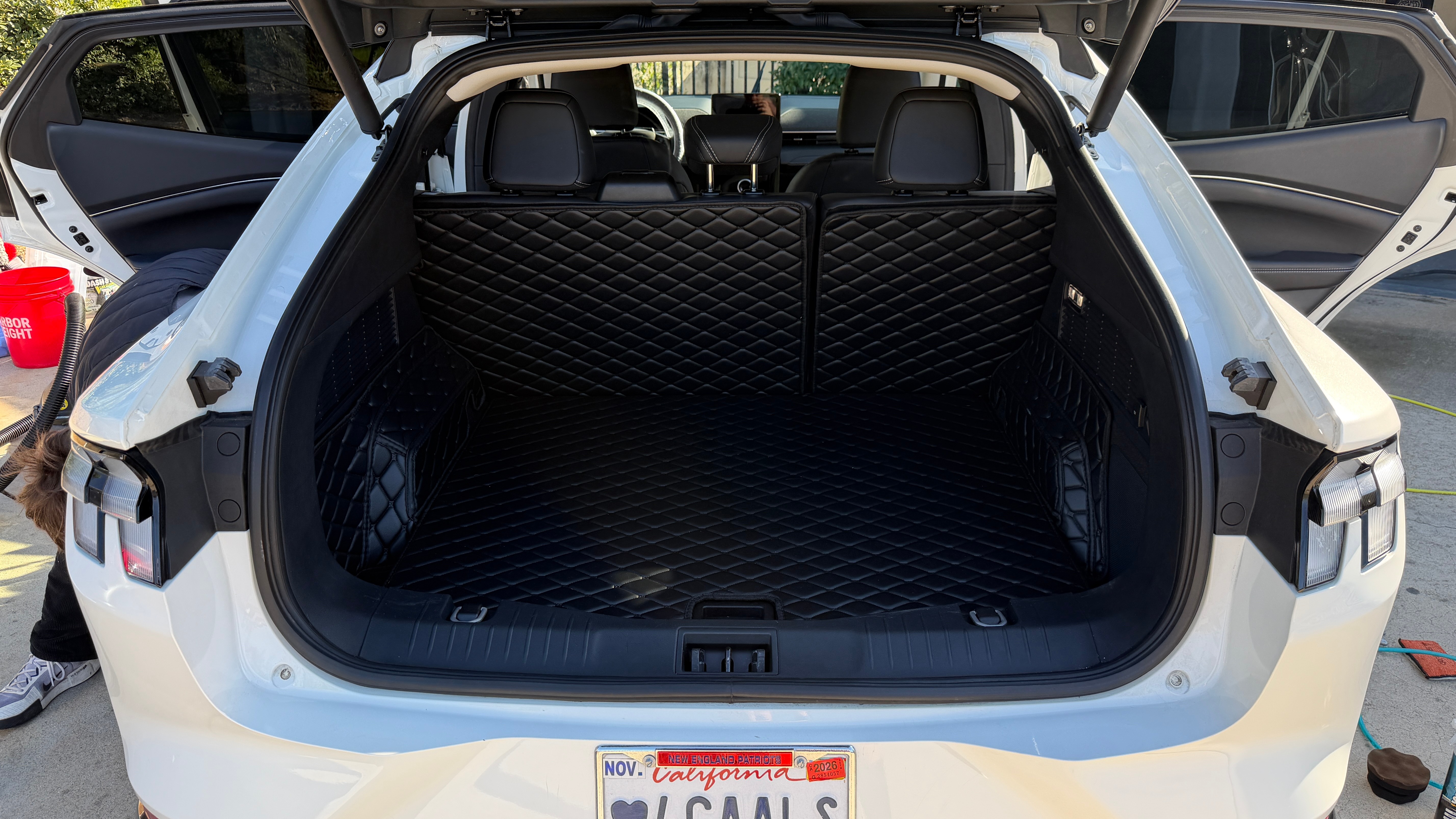 Mustang Mach-E cargo area with quilted liner - spotless