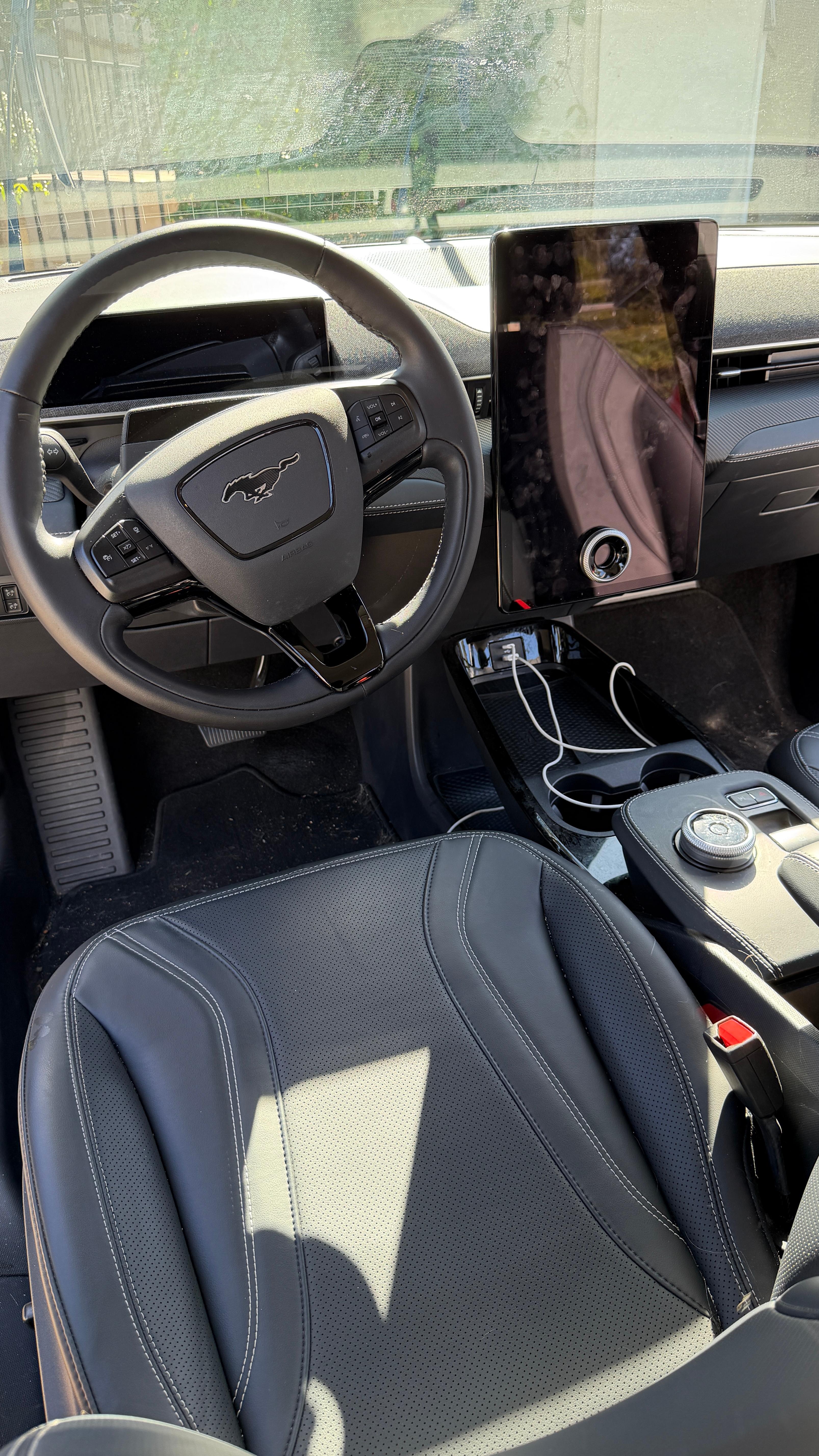 Ford Mustang Mach-E interior - clean leather seats and console